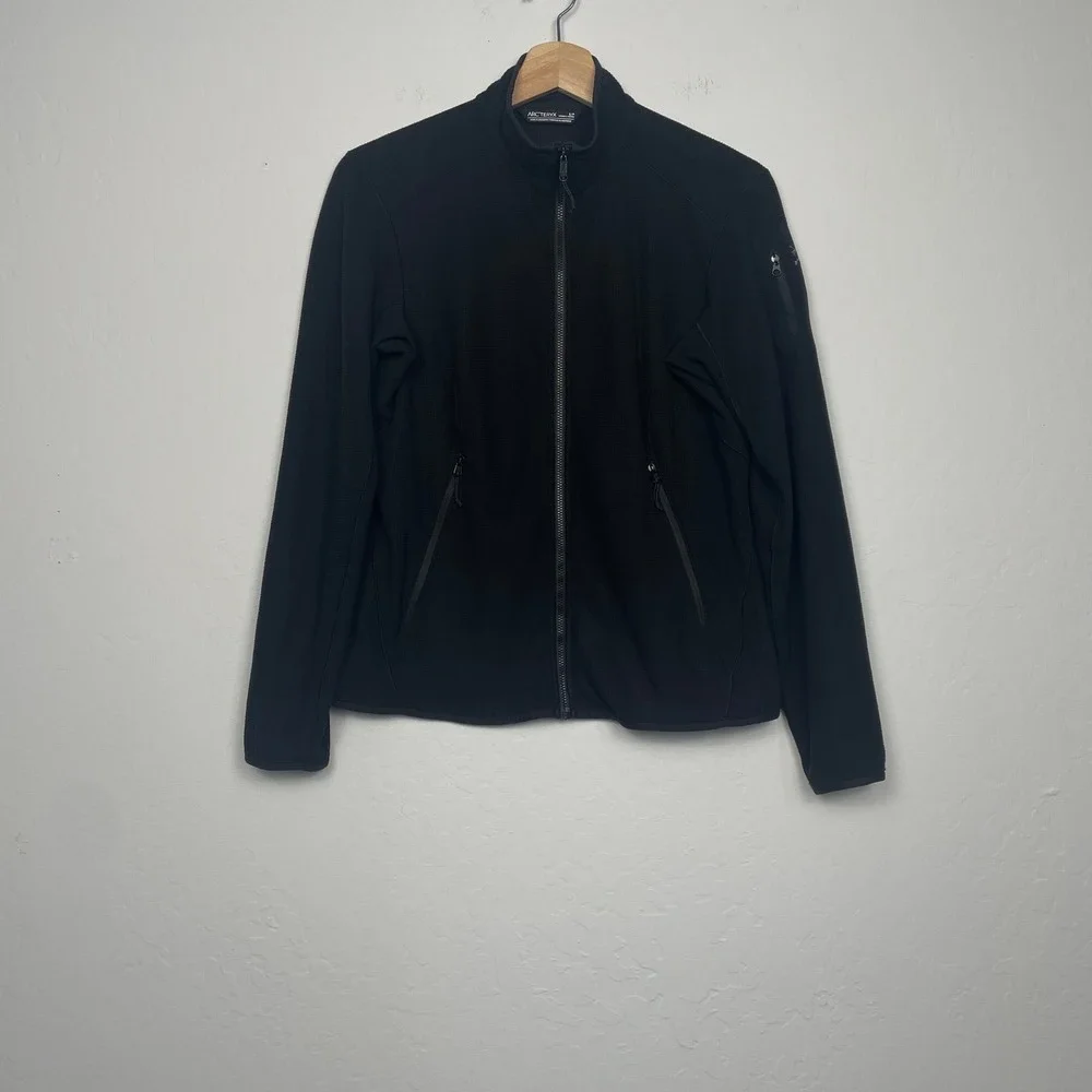 Arcteryx Women's Delta LT Jacket Zip Neck Pullover Black Waffle Grid Size Small - Picture 2 of 16